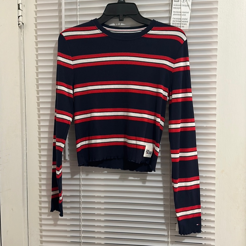 tommy hilfiger blue red white striped long sleeve!